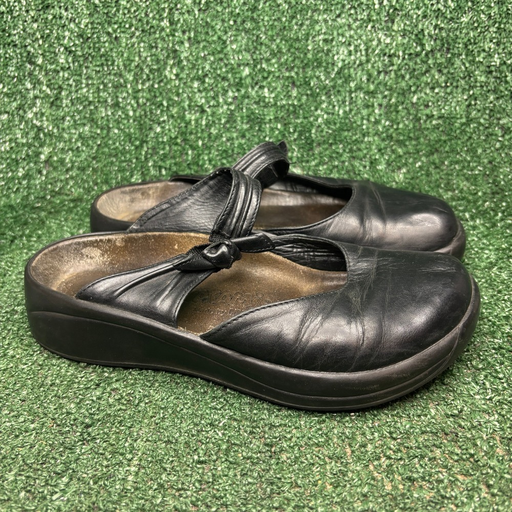 Tatami Birkenstock Mary Jane Leather Comfort Wedge Clog Mules Black Womens Sz 7